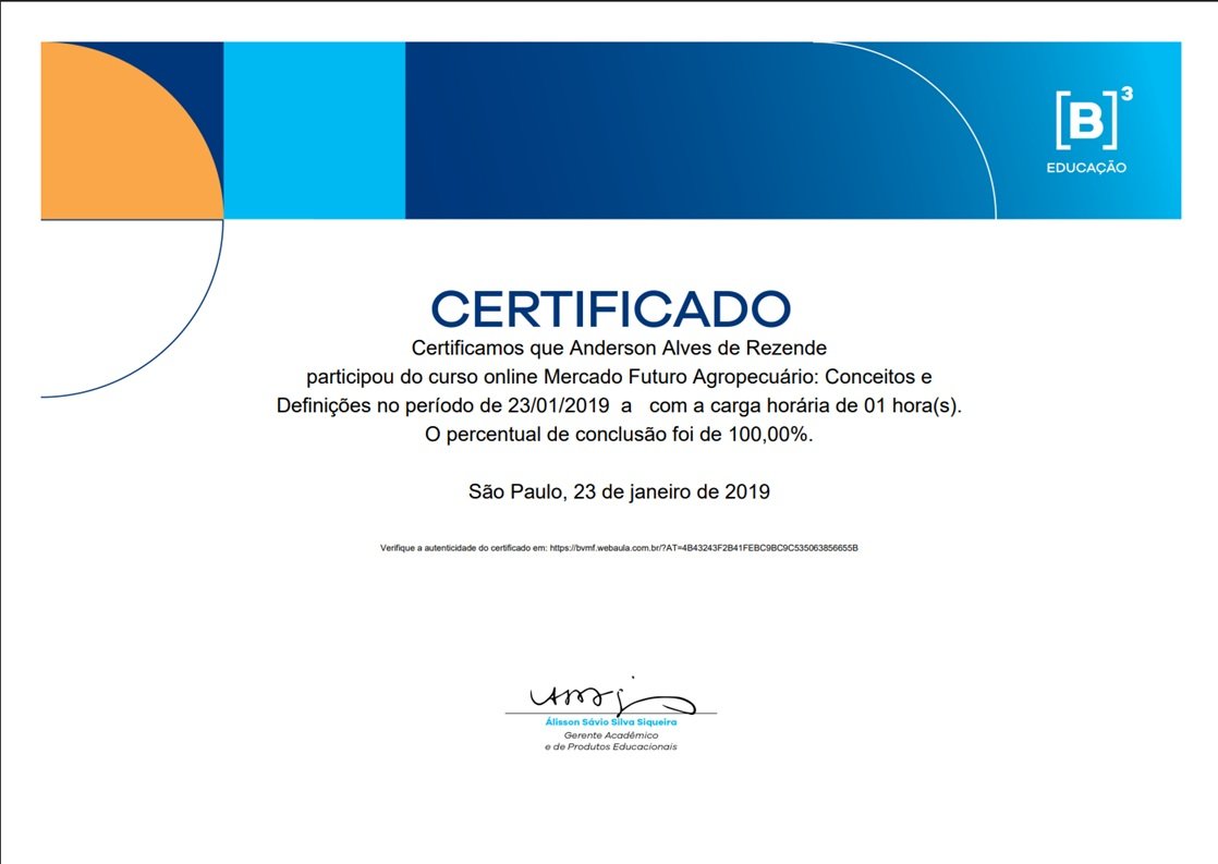 Certificado B3 Mercados